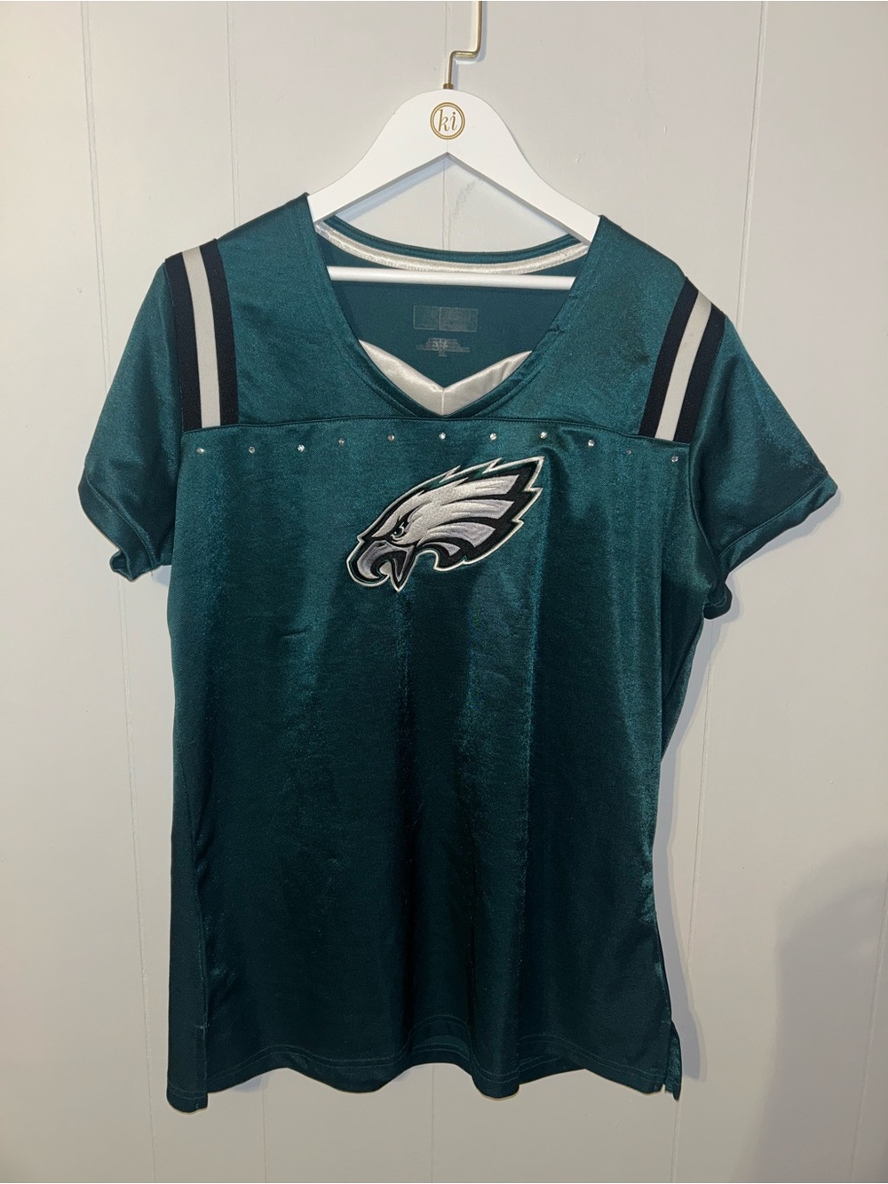 NFL Philadelphia Eagles Teal and White Women's Short-Sleeve Jersey
